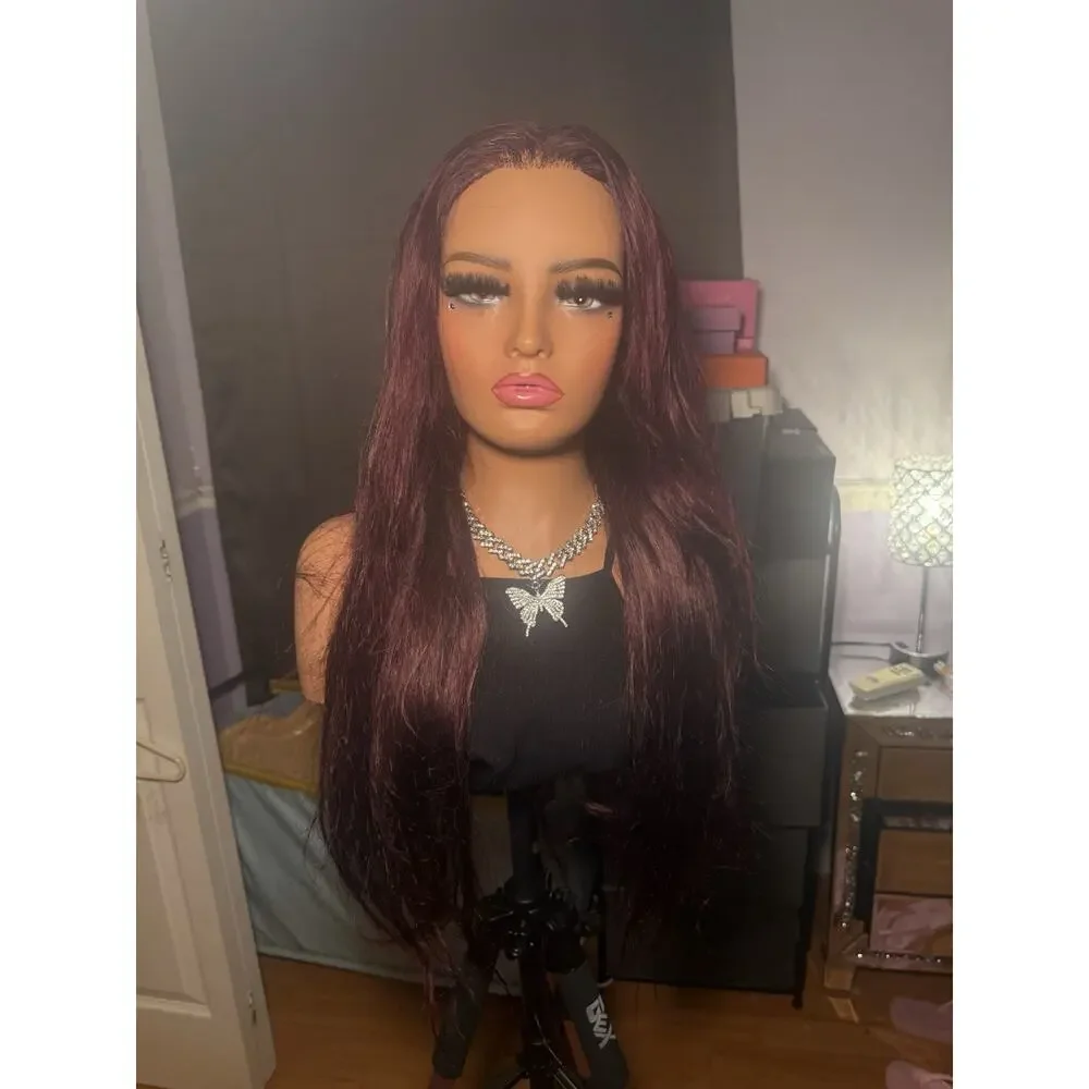 13x4 Wine Burgundy Human Hair Lace Front Wig